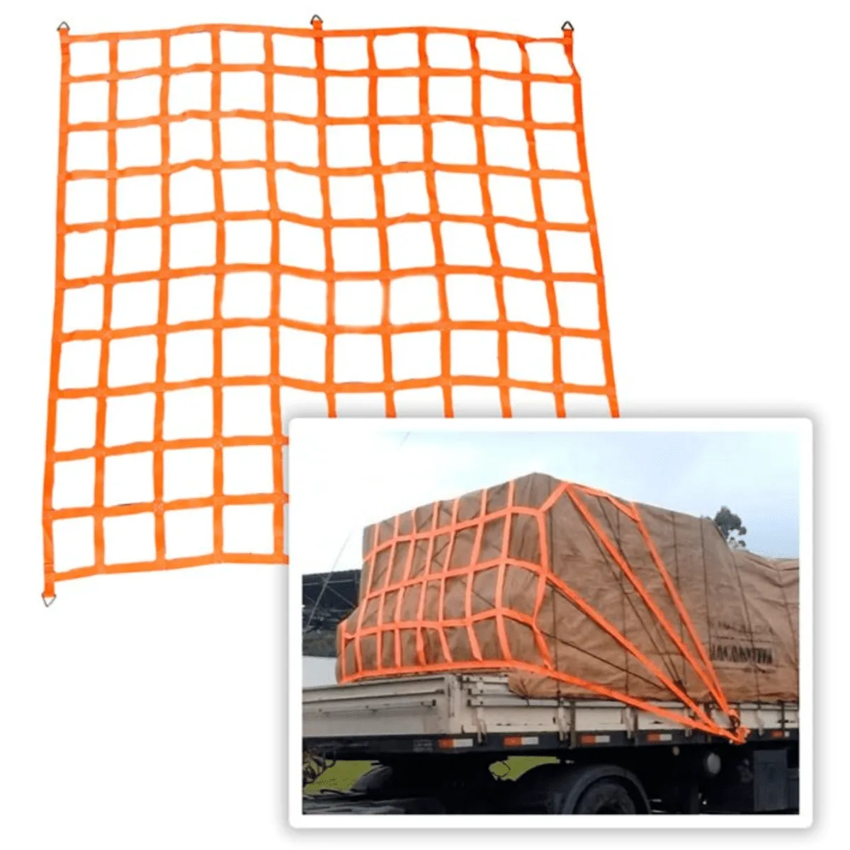 Rede Contenção 3x3m 3 ton Vão de 35cm Fita Laranja